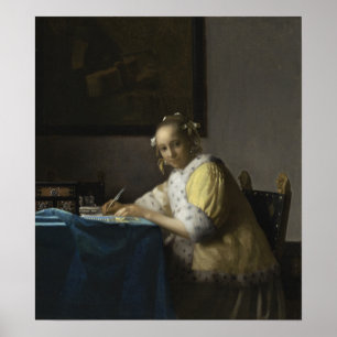 Poster Vermeer - Une dame écrivant 1667