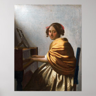 Poster Vermeer - Une jeune femme assise aux virginals