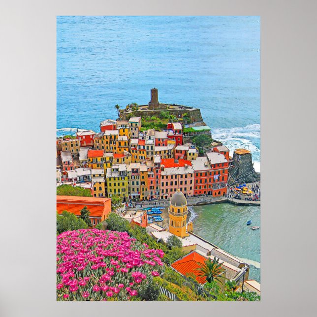 Poster VERNAZZA - Cinque Terre - panorama - Ligurie - (Devant)