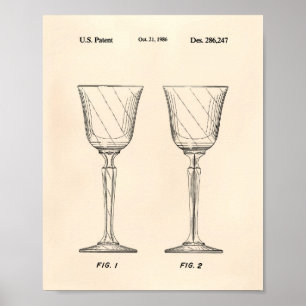 Poster Verre à vin 1986 Brevet Art vieux poivre