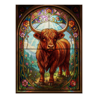 Poster Verre Cathédrale Vache Écossaise des Highlands Art