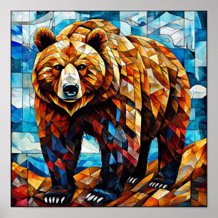 Poster Verre coloré ours