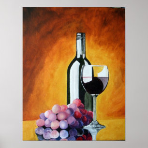 Poster Verre et raisins de vin