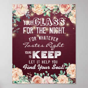 Poster Verre mariage Pour La Nuit Trouvez Votre Siège