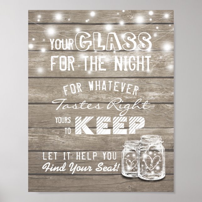 Poster Verre mariage Pour La Nuit Trouvez Votre Siège (Devant)