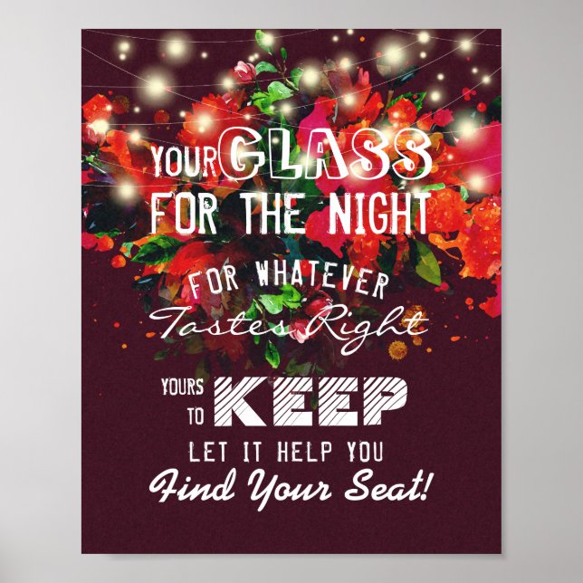 Poster Verre mariage Pour La Nuit Trouvez Votre Siège (Devant)