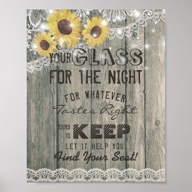 Poster Verre mariage Pour La Nuit Trouvez Votre Siège (Devant)