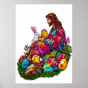 Poster Verre tendu OEufs de Pâques Jésus