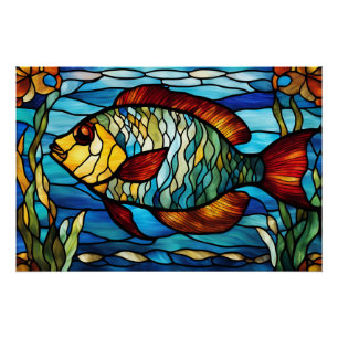 Poster Verre tendu Poisson nager dans l'océan
