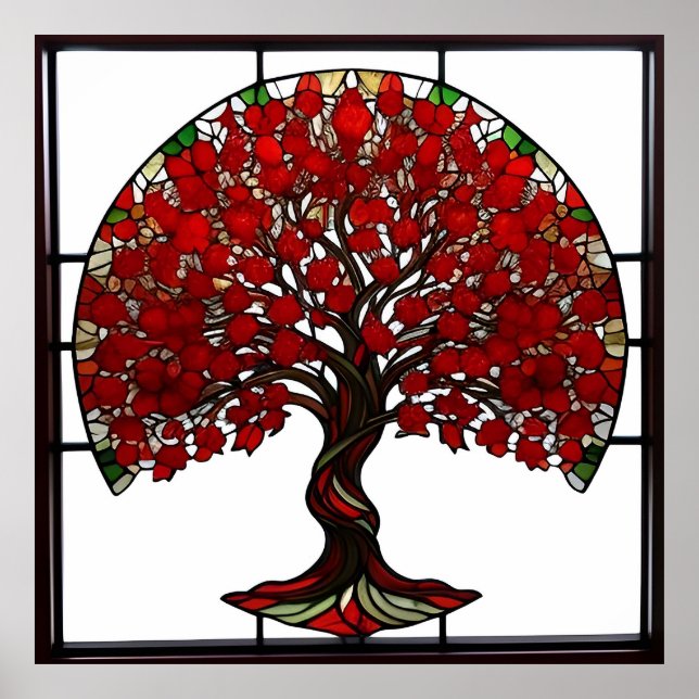 Poster Verre tendu représentant un arbre (Devant)
