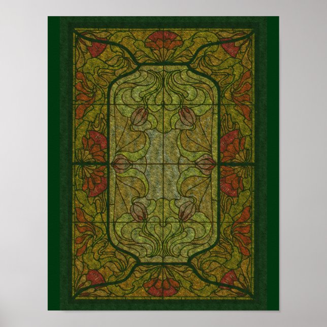 Poster Verre vert floral Art (Devant)