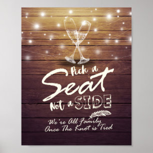 Poster Verres à Champagne Mariage Choisissez un Siège et