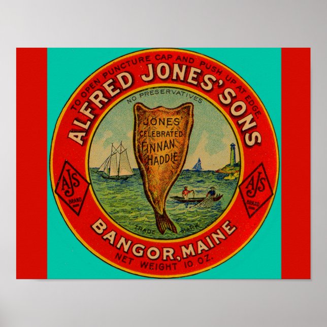 Poster vers 1900 Alfred Jones Sons Finnan Haddie étiquett (Devant)