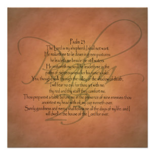 Poster Vers chrétien de bible du psaume 23 KJV