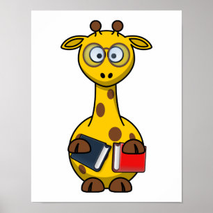 Poster Vers de livre Giraffe Art