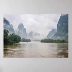 Poster Vers le bas par la rivière de Yangshuo