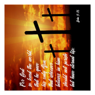 POSTER VERSE BIBLIQUE TENDANCE JEAN 3:16 CADEAU CHRÉTIEN