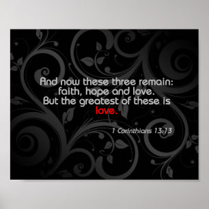 Poster Verse de la Bible Amour, Noir/Rouge