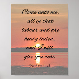 Poster Verse de la Bible, Mathew 11:28, Viens vers moi