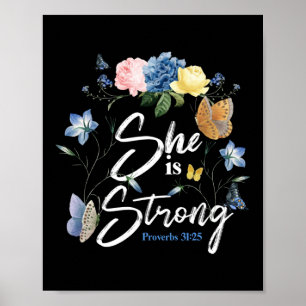 Poster Verset Bible Elle Est Proverbes Forts 31:25 Papill