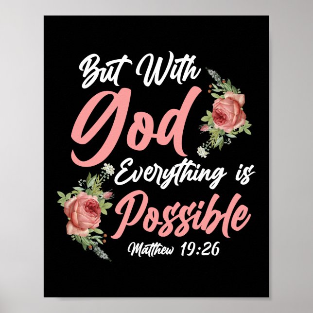 Poster Verset Bible Mais Avec Dieu Tout Est Possible (Devant)