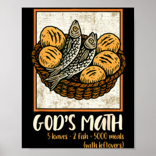 Poster Verset biblique chrétien Jésus Poissons & Pain All