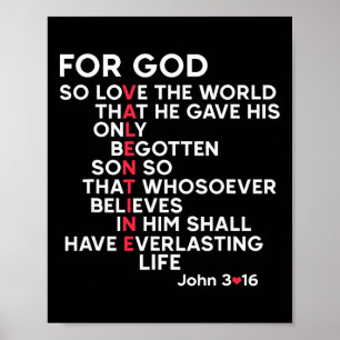 Poster Verset biblique chrétien pour Dieu Jean 3 16 Jésus