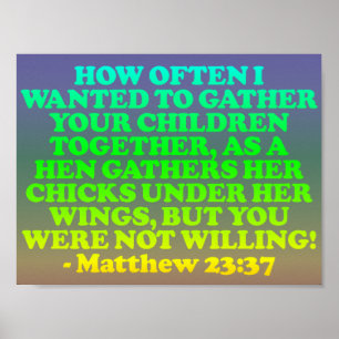 Poster verset biblique de Matthew 23:37.