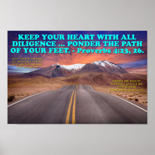 Poster verset biblique des Proverbes 4:23, 26.