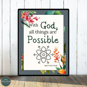 Poster Verset Biblique Floral Avec Dieu Toutes Les Choses