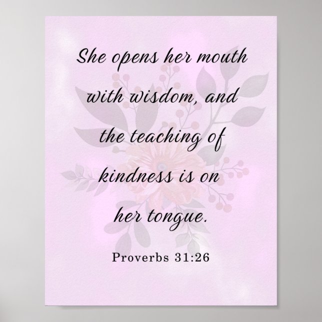 Poster Verset biblique, Proverbes 31:26 (Devant)