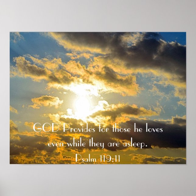 Poster verset biblique Psaume 119:11 coucher de soleil po (Devant)