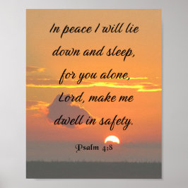Poster Verset biblique, Psaume 4:8
