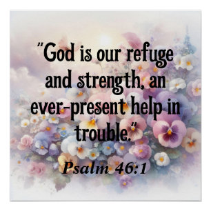 Poster Verset biblique Psaumes typographie aquarelle flor