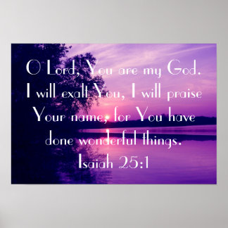 Poster verset biblique rappel Ésaïe 25:1 sur la plage du 