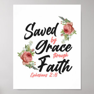 Poster Verset Biblique Sauvé Par La Grâce Par La Foi Ephé