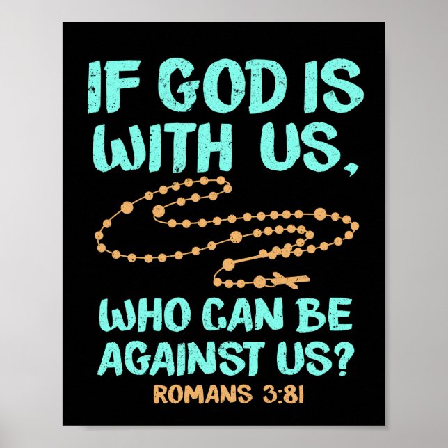 Poster Verset biblique Si Dieu Est Pour Nous Qui Peuvent  (Devant)