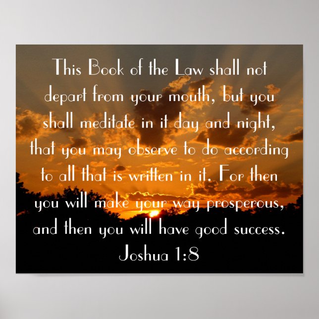 Poster verset de la Bible du coucher du soleil Joshua 1:8 (Devant)