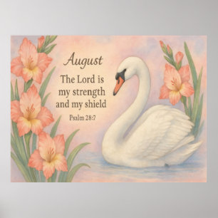 Poster Verset de la Bible du flamant rose d'août pour un