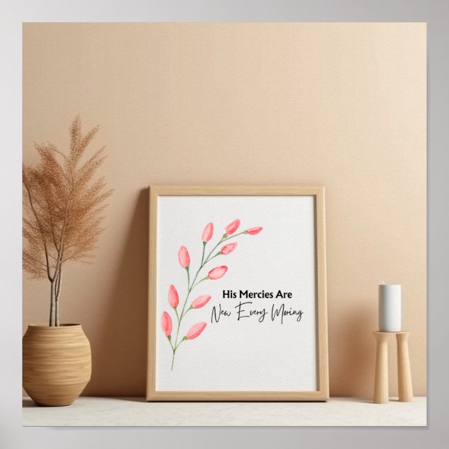 Poster Verset De La Bible Florale Rose Basé Sur Les Lamen (Devant)