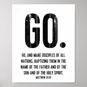 Poster Verset Écriture, Matthieu 28:19, Go