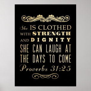 Poster Versets bibliques chrétiens - Proverbes 31:25