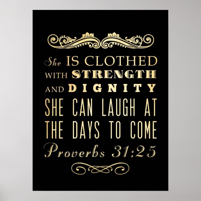 Poster Versets bibliques chrétiens - Proverbes 31:25 (Devant)