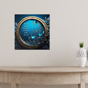 Poster Versets de la Bible à cadre bleu et or chatoyants