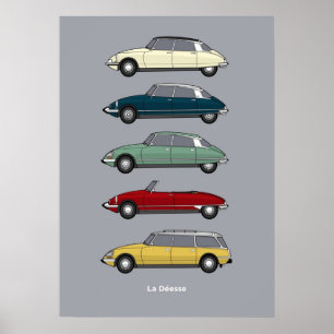 Poster Version couleur de la collection Citroen DS
