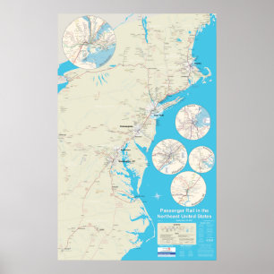 Poster Version du nord-est 1,1 de carte de rail -