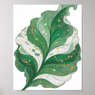 Poster Vert Classique FEUILLE VERTE AVEC ÉTOILES ET PAILL