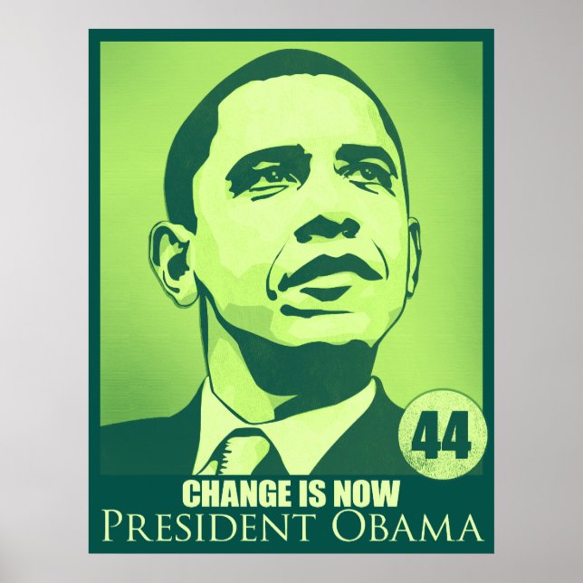 Poster vert du président Obama, le changement est  (Devant)