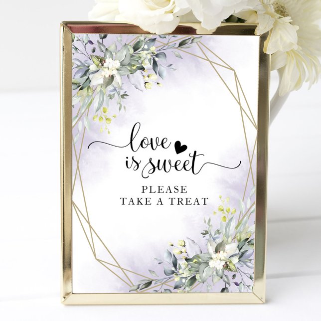 Poster Vert Eucalyptus Géométrique L'amour est signe doux (Créateur téléchargé)