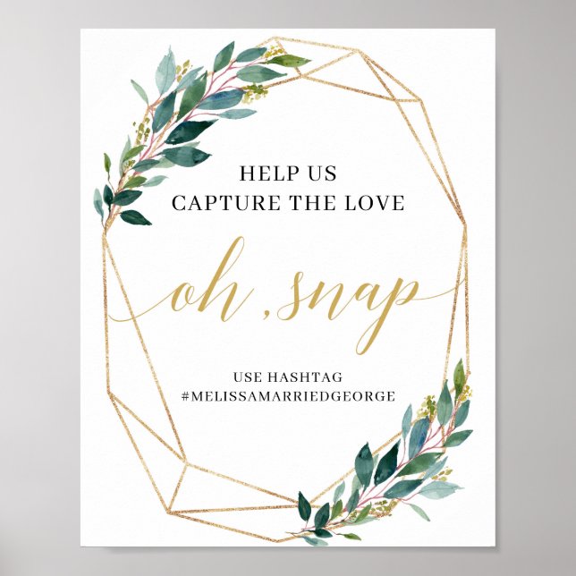 Poster Vert eucalyptus or oh snap boho signe mariage (Devant)